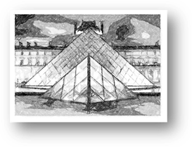 Louvre in Paris Artistic Sketch