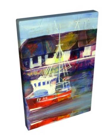Boat In Harbour Collage Artwork F McCullough Copyright